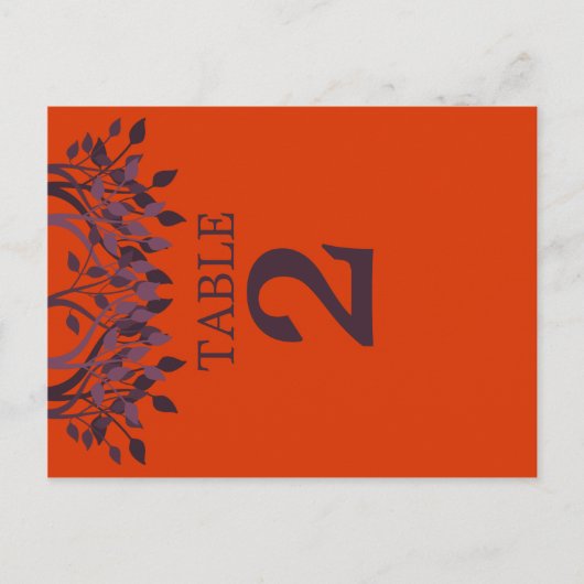 Plum en Oranje Leaves Table Number Kaarten 2 (Voorkant)