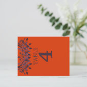 Plum en Oranje Leaves Table Number Kaarten 4 (Staand voorkant)