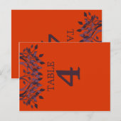 Plum en Oranje Leaves Table Number Kaarten 4 (Voorkant / Achterkant)