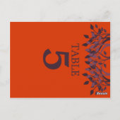 Plum en Oranje Leaves Table Number Kaarten 5 (Achterkant)