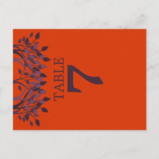 Plum en Oranje Leaves Table Number Kaarten 7 (Voorkant)