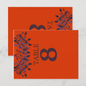 Plum en Oranje Leaves Table Number Kaarten 8 (Voorkant / Achterkant)