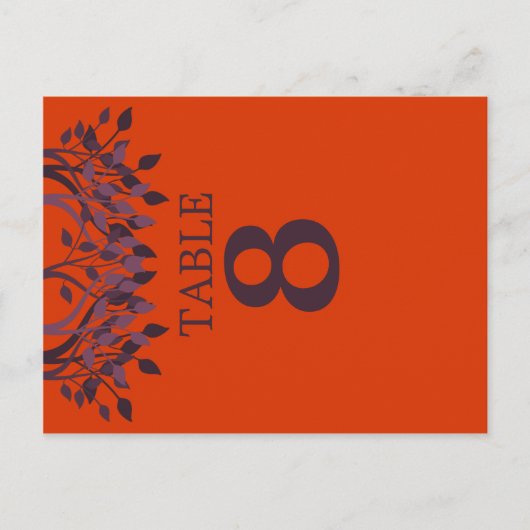 Plum en Oranje Leaves Table Number Kaarten 8 (Voorkant)