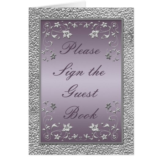 Plum en Pewter Bloemen Tafel Kaart (Voorkant)