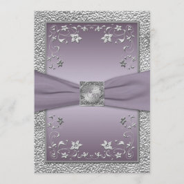 Plum en Pewter Floral Monogrammed Uitnodiging