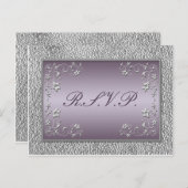 Plum en Pewter Floral RSVP-Briefkaart Uitnodiging Briefkaart (Voorkant / Achterkant)