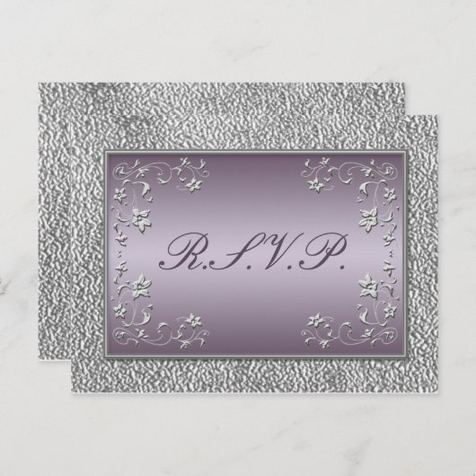 Plum en Pewter Floral RSVP-Briefkaart Uitnodiging Briefkaart (Voorkant / Achterkant)
