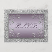 Plum en Pewter Floral RSVP-Briefkaart Uitnodiging Briefkaart (Voorkant)