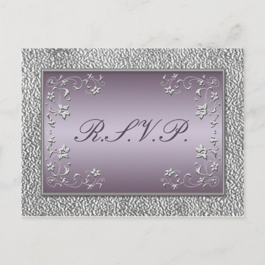 Plum en Pewter Floral RSVP-Briefkaart Uitnodiging Briefkaart (Voorkant)