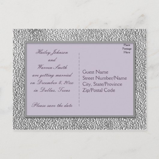 Plum en Pewter Floral Save the Date Briefkaart (Achterkant)