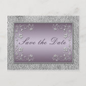 Plum en Pewter Floral Save the Date Briefkaart (Voorkant)