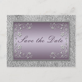 Plum en Pewter Floral Save the Date Briefkaart