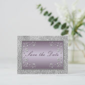 Plum en Pewter Floral Save the Date Briefkaart (Staand voorkant)