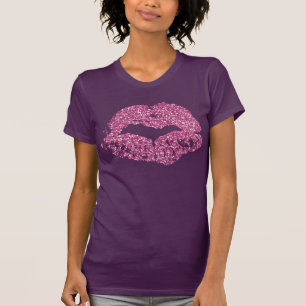 Plum en Pink Glitter Lips Kiss Shirt