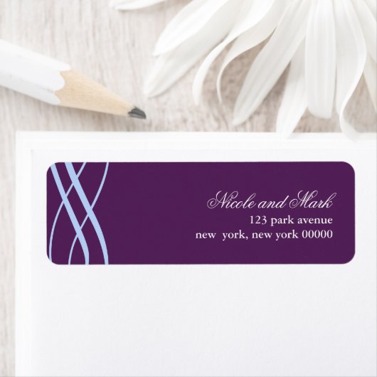 Plum en Poeder Blauw Bruiloft Adres Retourlabels Etiket (Insitu)