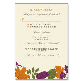 Plum en Pompoen Herfst Bruiloft Diner RSVP Kaart