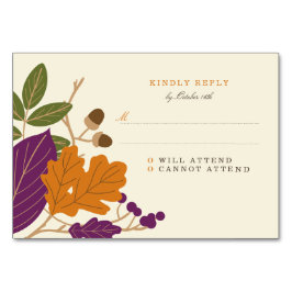 Plum en Pompoen Herfst bruiloft RSVP Kaart