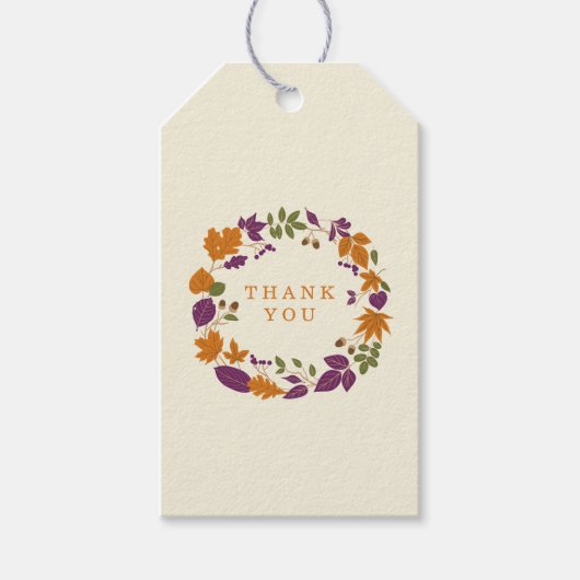 Plum en Pompoen Herfst Krans Bruiloft Gift Labels Cadeaulabel (Voorkant)