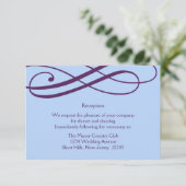 Plum en Powder Blue Swirls Reception Kaart (Staand voorkant)