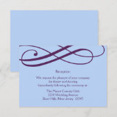 Plum en Powder Blue Swirls Reception Kaart (Voorkant / Achterkant)