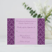 Plum en Silver Damask RSVP-kaart RSVP Kaartje (Staand voorkant)