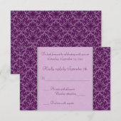 Plum en Silver Damask RSVP-kaart RSVP Kaartje (Voorkant / Achterkant)
