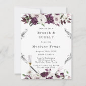 Plum en Silver Geometric Brunch & Bubble Invites Kaart (Voorkant)