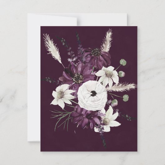 Plum en Silver Geometric Brunch & Bubble Invites Kaart (Achterkant)