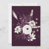 Plum en Silver Geometric Floral Wedding Kaart (Achterkant)