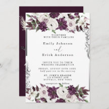 Plum en Silver Geometric Floral Wedding