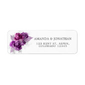 Plum en Silver Waterverf Floral Etiket (Voorkant)