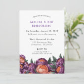 Plum en Sinaasappel Paint Peony Bruidsmeisjes Lunc Kaart (Staand voorkant)