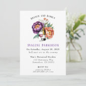 Plum en Sinaasappel Paint Peony Bruidsmeisjes Lunc Kaart (Staand voorkant)