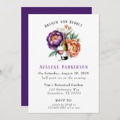 Plum en Sinaasappel Paint Peony Bruidsmeisjes Lunc Kaart (Voorkant / Achterkant)