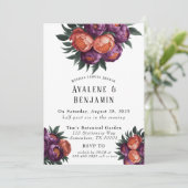Plum en Sinaasappel Paint Peony Wedding Couples Do Kaart (Staand voorkant)