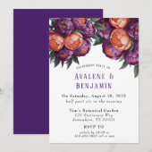 Plum en Sinaasappel Painted Peony Engagement Party Kaart (Voorkant / Achterkant)