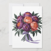 Plum en Sinaasappel Painted Peony Trouwdouche Kaart (Achterkant)