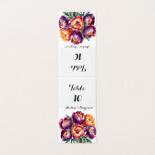 Plum en Sinaasappel Peony Bouquet Trouwtafel Numme Kaart (Buitenkant ongevouwen)