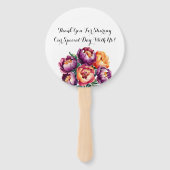 Plum en Sinaasappel Waterverf Peony Bouquet bruilo Handwaaier (Achterkant)