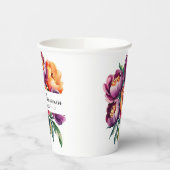 Plum en Sinaasappel Waterverf Peony Bouquet bruilo Papieren Bekers (Links)