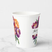 Plum en Sinaasappel Waterverf Peony Bouquet bruilo Papieren Bekers (Rechts)