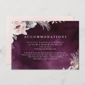 Plum en stoffige roze boho bloemenaccommodaties informatiekaartje (Voorkant / Achterkant)