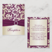 Plum en Taupe Damask Receptie Kaart (Voorkant / Achterkant)