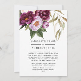 Plum en Violet Floral Wedding Verminderde gastenli Aankondiging