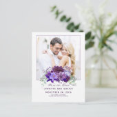 Plum en Violet Paarse Bloemen Bewaar de Datum Aankondigingskaart (Staand voorkant)