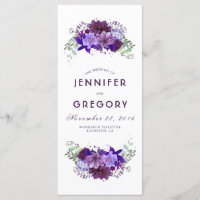 Plum en Violet Paarse Bloemen Trouwprogramma's