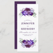 Plum en Violet Paarse Bloemen Trouwprogramma's Programmakaart (Voorkant / Achterkant)