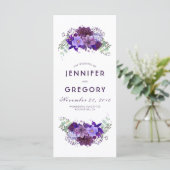 Plum en Violet Paarse Bloemen Trouwprogramma's Programmakaart (Staand voorkant)