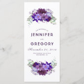 Plum en Violet Paarse Bloemen Trouwprogramma's Programmakaart (Voorkant)