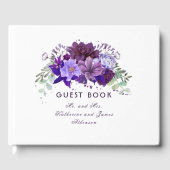 Plum en Violet Paarse Floral Elegant Huwelijk Gastenboek (Voorkant)
